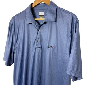 Greg Norman Mens Performance Golf Polo Shirt Blue Shark Logo Size XL